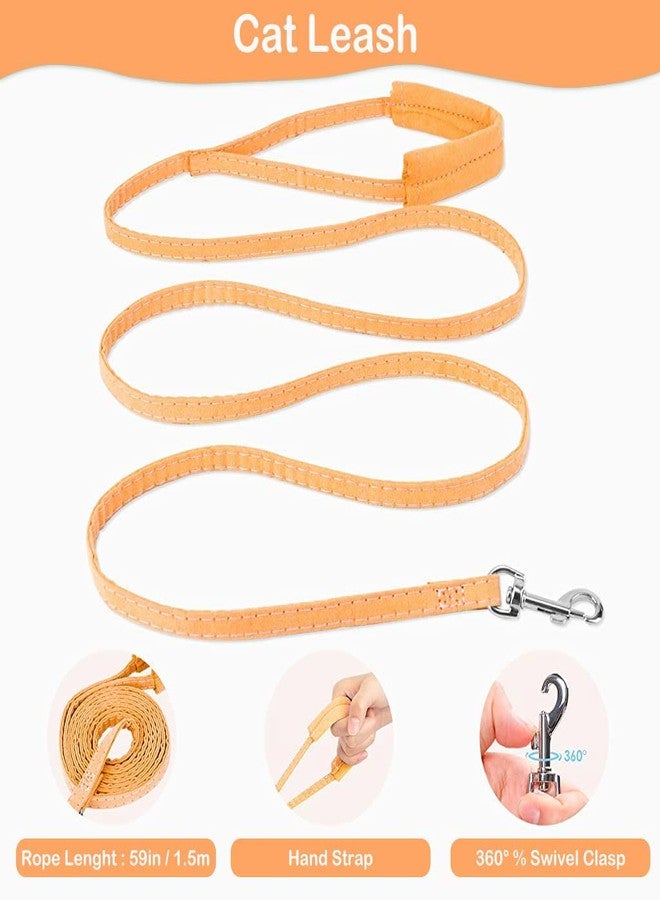 GALV Cat Harness with Leash,Cat Belt Adjustable Size Breathable Cat Vest Strap with Safety Reflective Strip,Pet Leash with Harness for Small pet (M, Orange)(149 cm=1.5 Meter) - Image 5